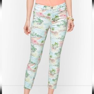 Talbots Flawless Jegging Crop - Coastal Beaches Tropical Print Women Jeans Sz 4P